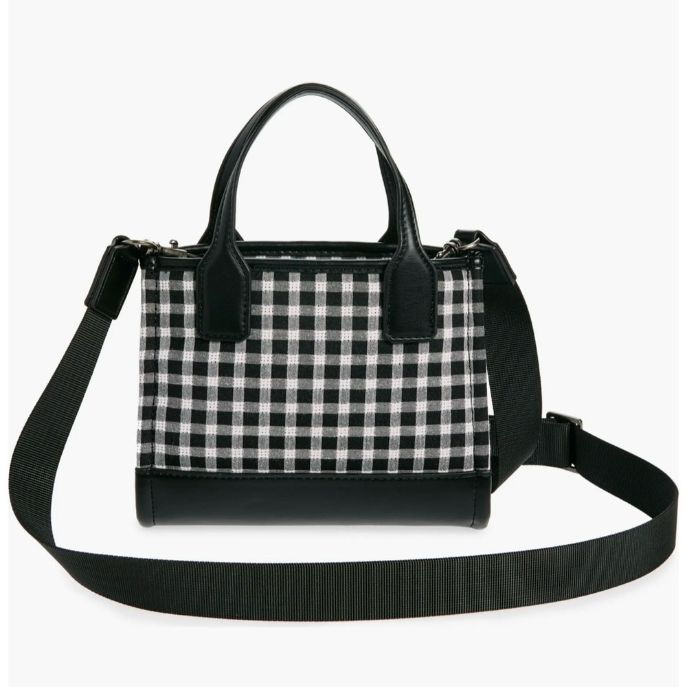 Kurt Geiger London Surrey Small Tote Bag in black-and-white gingham. - Picture 3 of 7